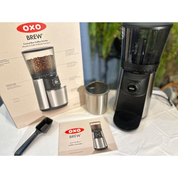 Coffee Grinder Adjustable Settings & 3/4 Lb Bean Capacity Black/Silver Electric - Picture 8 of 12